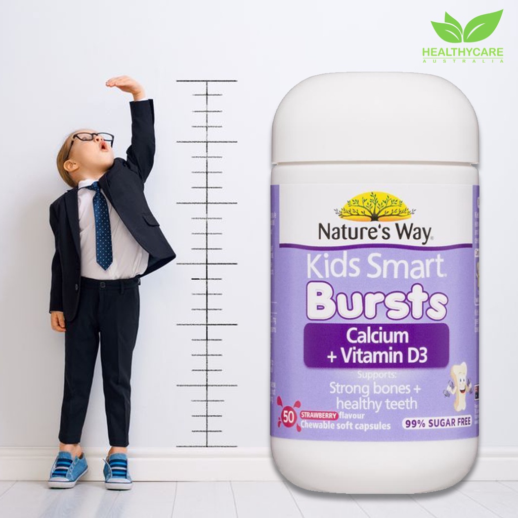 Nature's Way Kids Smart Bursts Calcium + Vitamin D3 50 Capsules For