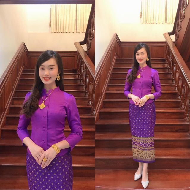 เสื้อจิตรดา ผ้าไหม อัดผ้ากาว/มีเก็บปลายทางค่ะ