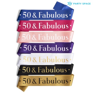 【ออกแบบใหม่】 50 &amp; Fabulous Birthday Sash Sash 50th สําหรับตกแต่งปาร์ตี้วันเกิด