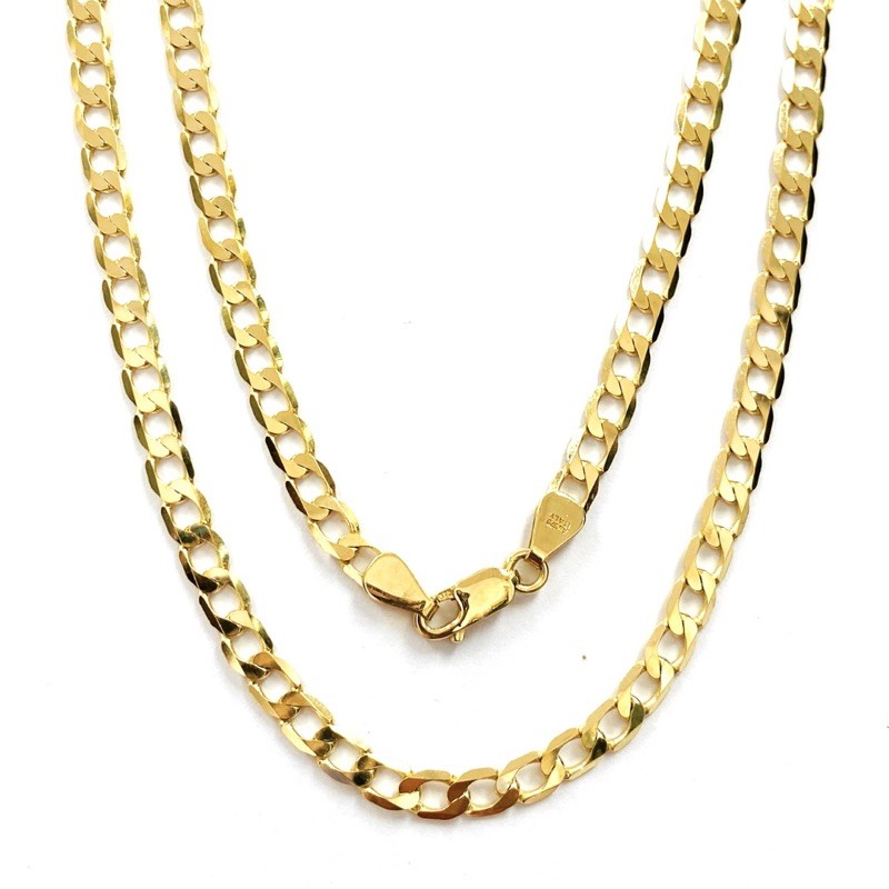 Princelyสร้อยคอลายเลทใหญ่สำหรับคุณผู้ชายทอง9เคของแท้100%มีบัตรรับประกัน