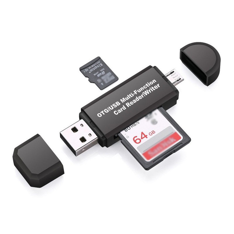 Micro USB OTG to USB 2.0 อะแดปเตอร์ SD / Micro SD Card Reader พร้อม Standard USB
