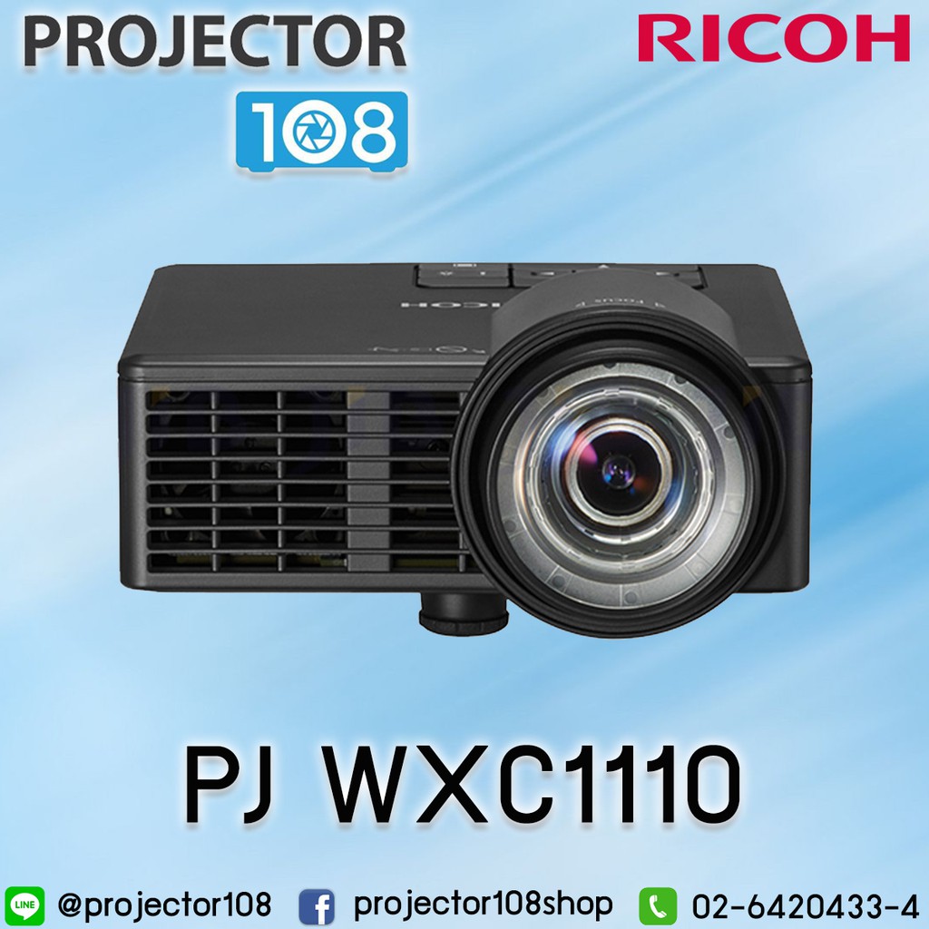 RICOH PJ WXC1110 Projector, 600lm handy projector. WXGA Resolution (1280x800). Screen size up to 200