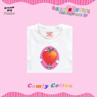 Live176# เสื้อคัตตอล มีหลายสี “Apple” สไตล์เกาหลี Dream Big Tshirt โอเวอร์ไซน์ สาวอวบใส่ได้ พร้อมส่ง คอกลม ผ้านุ่ม