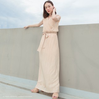 Pinkrose_Boutique Sandy Pleat Dress Long เดรส ชุดเดรสยาว เดรสผ้าพลีท ชุดไปงาน ชุดหรูดูแพง ชุดออกงาน