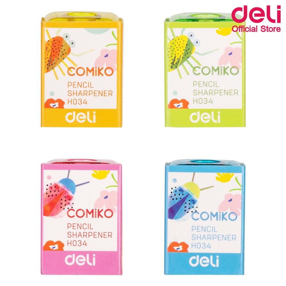 กบเหลาดินสอ Deli กบเหลา กบเหลาดินสอนีออน ขนาดพกพา ขนาด 3 × 2 CM (คละสี 1 ชิ้น) อุปกรณ์การเรียน