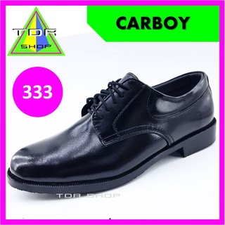 CARBOYรองเท้าหนัง ผู้ชาย ผูกเชือก สีดำ รุ่น333 รองเท้าใส่ทำงาน ใส่ออกงาน หนังแท้ผูกเชือก