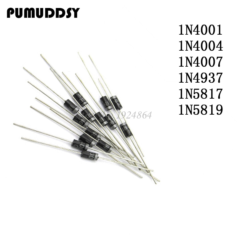 100PCS Rectifier Diode 1N4001 1N4004 1N4007 1N4937 1N5817 1N5819 IN4001 IN4004 IN4007 IN4937 IN5817 
