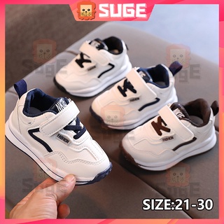 【Suge】รองเท้าผ้าใบลําลอง หนัง PU ขนาดเล็ก สวมใส่สบาย สีขาว แฟชั่นสําหรับเด็กผู้ชาย ผู้หญิง เหมาะกับการเล่นกีฬา