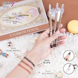 (แบ่งขาย 1แท่ง) AP-052 ดินสอเขียนคิ้วแบบ (มีกบเหลา) Ashley Premium Eyebrow Pencil Waterproof เขียนง่าย เรียบลื่นค่ะ