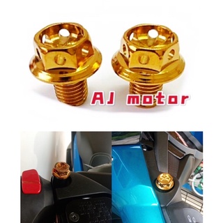 สกรูกระจกมองข้าง SKRU GOLD YAMAHA HONDA SYM MODENAS RSX150 Y15ZR Y16ZR LC135 RS150 EZ115 GETAH NUT CERMIN 1 ชุด = 2 ชิ้น