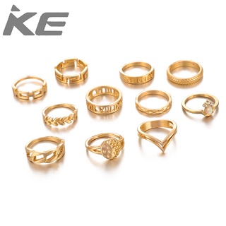 Round Diamond Ring Set Geometric  Rings 11-Piece Set Combination for girls for women low price