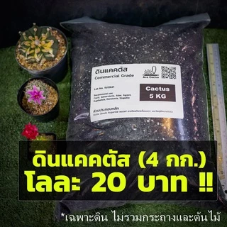 (ถุง4โล) 🌵ดินปลูกแคคตัสราคาส่ง 20บาท/กก. พร้อมปลูก ระบายน้ำดี มีกันเพลี้ย รา ดินปลูกกระบองเพชร 4kg