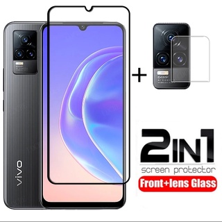 2 In 1 ฟิล์มกระจกนิรภัยกันรอยหน้าจอ ป้องกันเลนส์กล้อง สําหรับ Vivo V21 V21E V 21e V23E V 23e 4G 5G S10E S 10E V20pro V20se Y21 Y21s Y 21s Y33s Y 33s Y20 Y20i Y20SG Y12s Y31 Y51 Y53s Y30 Y50 Y17 Y15 Y12 X70 X60 X50