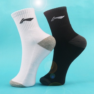 ถุงเท้ากีฬา ถุงเท้าLiNing Li-Ning Towel Bottom Sports Socks Mens Tube Thickened Badminton Tennis Socks Sweat-absorbent Running Socks Deodorant Basketball Socks Wholesale and Foreign Trade