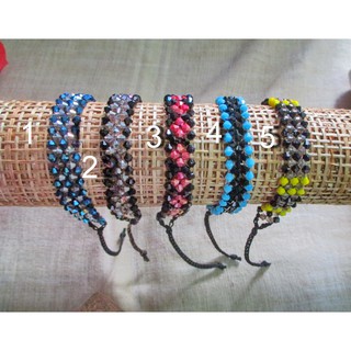 สร้อยข้อมือลูกปัดคริสตัลถัก หลายสี