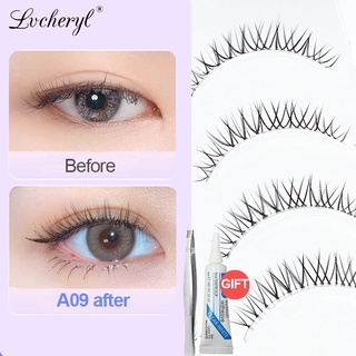 Lvcheryl (ฟรีกาว) ขนตาปลอม ยาว นุ่ม แฮนด์เมด แต่งหน้า ขนตาธรรมชาติ สําหรับแต่งหน้าทุกวัน 4 คู่