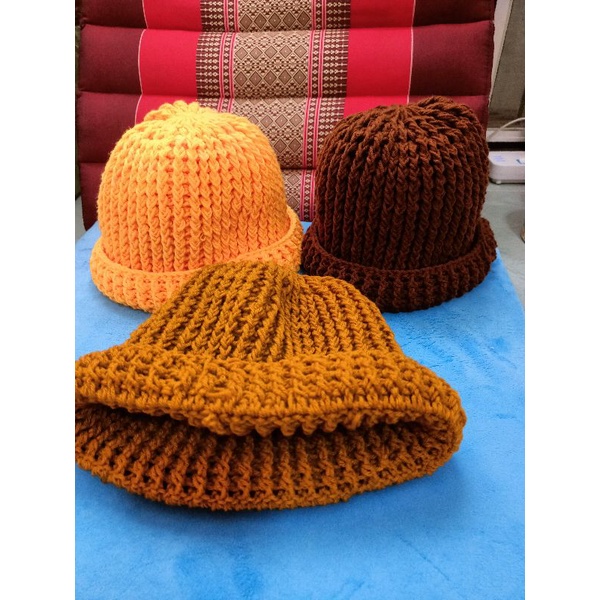 หมวกไหมพรมสำหรับพระสงฆ์ งาน Hand made แจ้ง#สีไหมพรม ทางแชทก่อนสั่งนะคะ