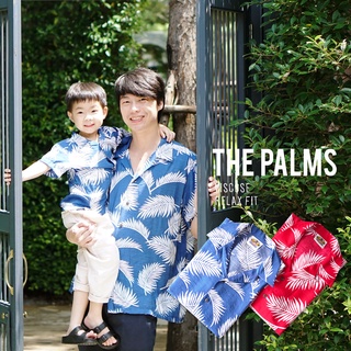 Shirtoria Kids+Dad -The Palm เสื้อเชิ้ตผู้ชาย เสื้อเชิ้ตผู้ชายแขนสั้น เสื้อเชิ้ตฮาวาย NonIron ไม่ต้องรีด