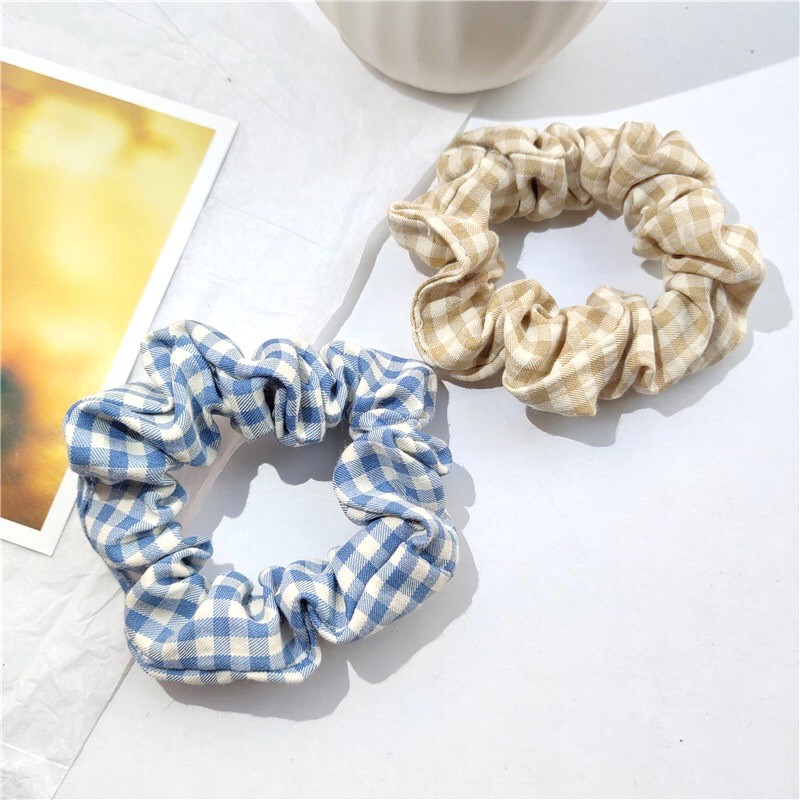 ยางรัดผมผ้าคอตตอนลายสก๊อต พร้อมส่ง - รูปที่ 4