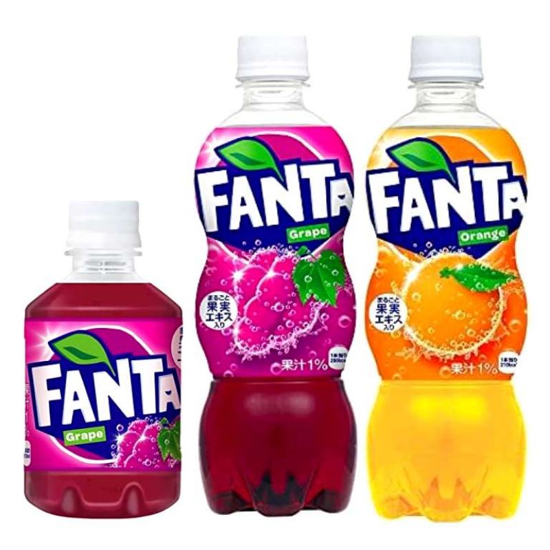 Coca Cola Fanta Japan แฟนต้า น้ำอัดลม น้ำองุ่น น้ำส้ม น้ำอัดลมนำเข้า แฟนต้า ขวดPET จากญี่ปุ่น (280-5