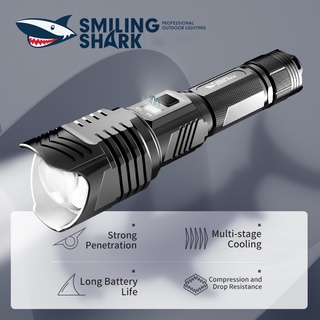 Smilingshark ไฟฉาย Led XHP70.2 50W 10000LM ซูมได้ ชาร์จ USB แบตเตอรี่ 26650 ใช้งานได้นาน สําหรับเดินป่า ตกปลา ตั้งแคมป์