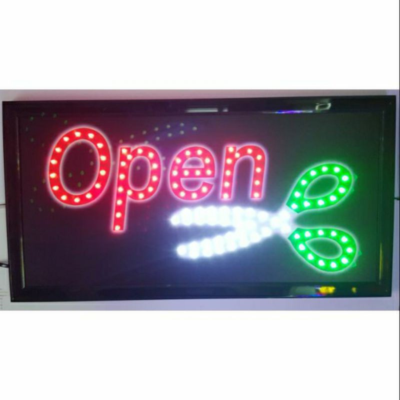 ป้ายไฟ สติ๊กเกอร์LED- สติ๊กเกอร์OPEN กรรไกร ป้ายไฟตกแต่งหน้าร้าน
