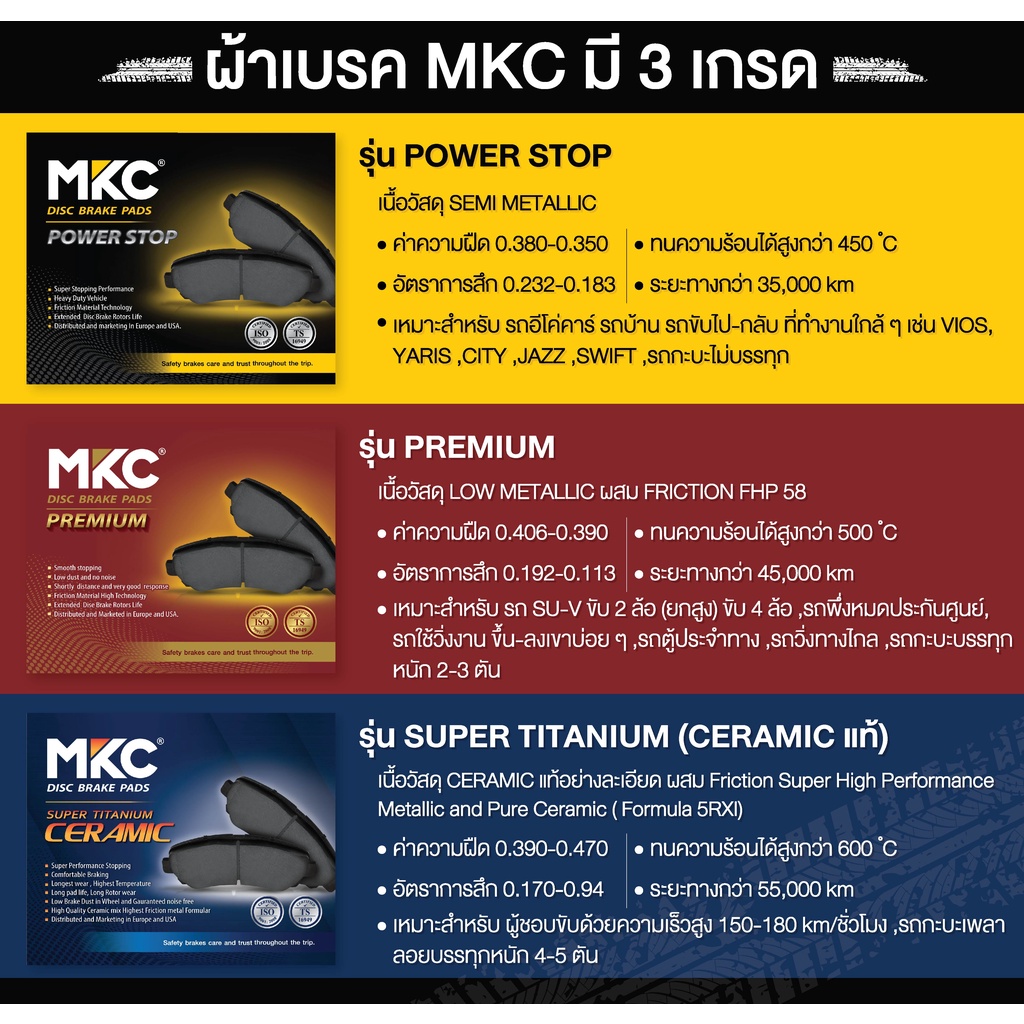 ผ้าเบรคหน้า หลัง MAZDA 2 มาสด้า 2 ปี 2009-2021, MZR, สกายแอคทีฟ Skyactive, ผ้าเบรค MKC MAZDA2 - รูปที่ 2