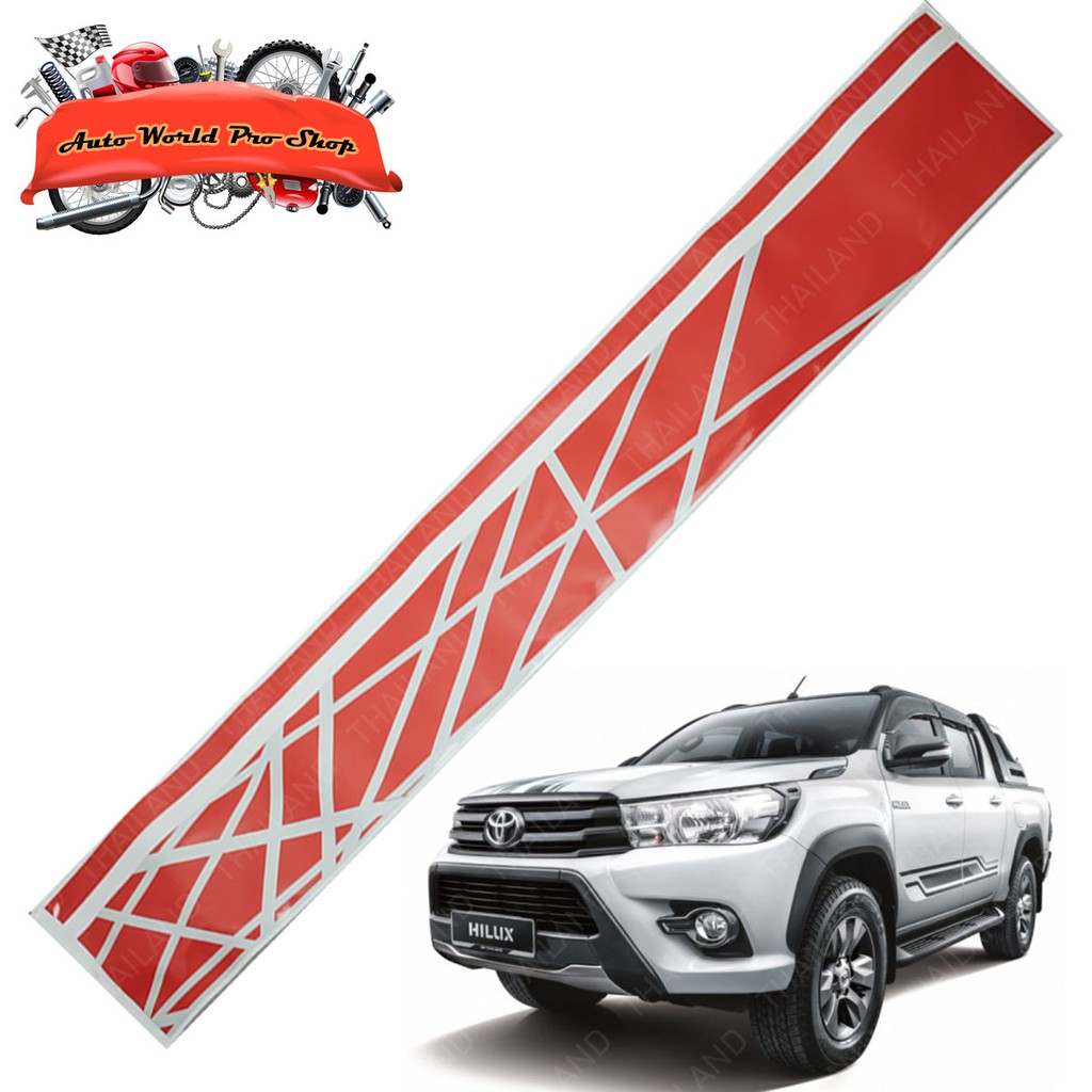 สติ๊กเกอร์ คาดฝากระโปรงหน้า สีแดง ลาย TRD Sticker Toyota Toyota Hilux Revo 2015-2017 แดง จำนวน 1 ชิ้น