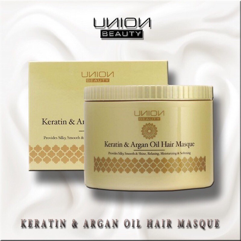 Union Beauty Keratin & Argan Oil Hair Masque 500 ml ยูเนี่ยนบิวตี้ เคราติน แอนด์ อาร์แกนออยแฮร์มาร์ค 500 มล.