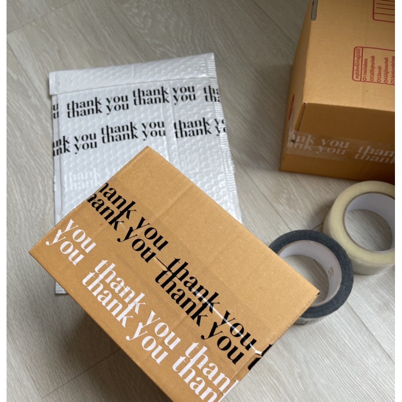 พร้อมส่ง💖 เทป thank you ยาว 50 และ 100 หลา premium ติดปากกล่อง สไตล์เกาหลี ไปรษณีย์ Happa.bkk