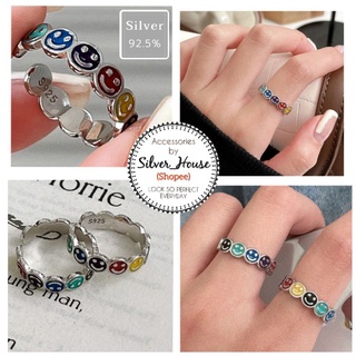 แหวนเงินแท้ 92.5% รูปยิ้มหวาน​ Smile​ ลงยาสีสันสวยมาก​ น่ารั…