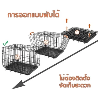 Pawblic🎪กรงหมาพับได้ กรงสุนัข กรงหมา กรงสัตว์เลี้ยง กรงแมว กรงกระต่าย กรงเหล็ก นอนสบาย กรงสุนัขพับได้ Foldable Cage