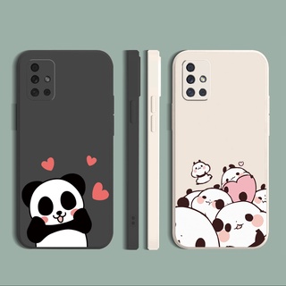 เคสโทรศัพท์มือถือ ซิลิโคนนิ่ม ขอบตรง ลายการ์ตูนแพนด้าน่ารัก สําหรับ Samsung A31 A32 4G A52 A72 5G A11 A51 A71 A21S A02S A20S