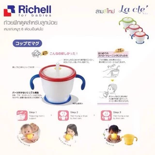 🔥แถมแปรงล้างหลอด🔥 ออกใบกำกับภาษีได้ Richell ริเชล แท้ แก้วหัดดื่ม แก้วหลอดหัดดูด + แถมแปรงล้างหลอด