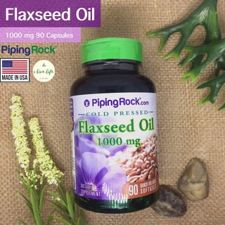 น้ำมันเมล็ดแฟลกซ์ Flaxseed Oil 1000 mg 90 Softgels - Piping Rock เมล็ดแฟลกซ์ แฟลกซ์ซีด เมล็ดจากต้นลินิน