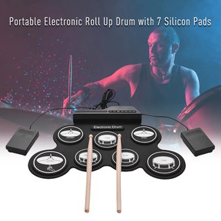 ⚡พร้อมส่ง⚡ กลองไฟฟ้าพกพา กลองซิลิโคน กลองไฟฟ้า กลองชุด 7 ชิ้น iWord Electronic drum Electric Drum Pad Kit Digital Drum