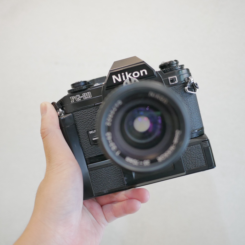 กล้อง Nikon FG-20 +Nikon lens 35-70 f3.3 มาพร้อม MD-E Motor Drive (Mint⭐️⭐️⭐️) เทสฟิล์มแล้ว (แถมฟิล์มหนัง 1ม้วน)