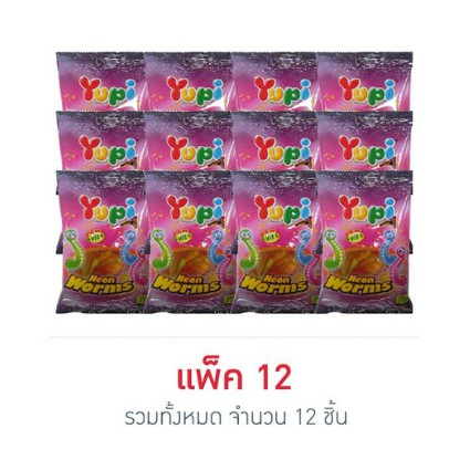 ยูปี้ เยลลี่นีออนสติ๊ก 40 กรัม (แพ็ก 12) ยูปี้ นีออน สติ๊ก (วุ้นเจลาตินกลิ่นฟรุตตี้)
