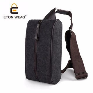 ETONWEAG กระเป๋าคาดอก สะพายข้าง สไตล์เกาหลี แคนวาส Canvas(สีดำ/Black)