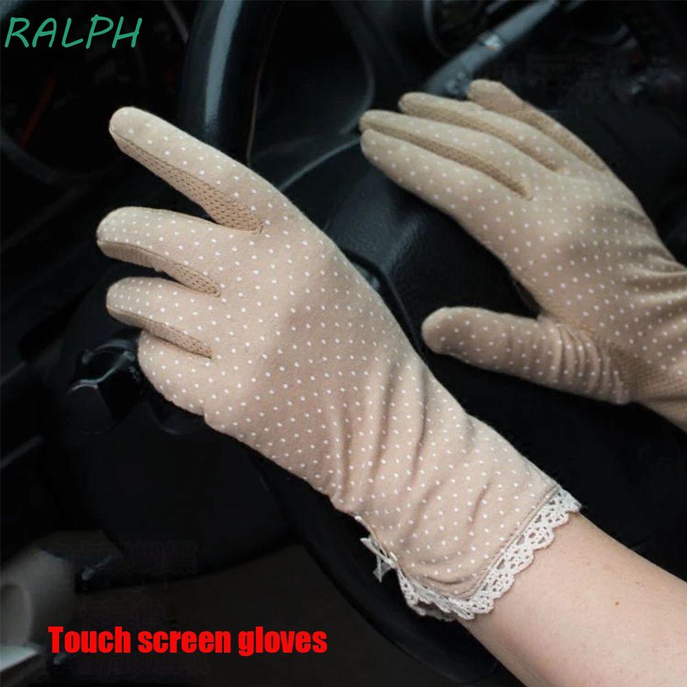 Ralph Women Women Gloves Short Touch Screen Dots Gloves Anti Uv Wave Point Elastic Sun 6382