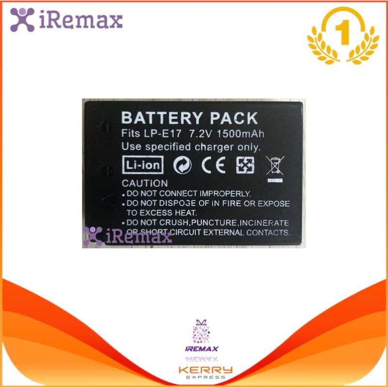 iRemax แบตเตอรี่ Battery Canon LP-E17 LPE17 lpe17 เเบตเตอรี่กล้อง กล้องเเคนน่อน EOS RP EOS M3 M5 M6 77D 200D 750D