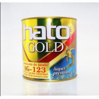 สีทอง ฮาโต้ รุ่นยอดนิยม AG123 (สูตรน้ำมัน) (ขนาด 3.785 ลิตร) HATO