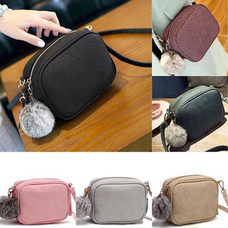 YT(ลูกค้าใหม่ลดเพิ่ม 80บาท)กระเป๋าสะพายข้าง mini Bag (แถมปอมๆฟรี) กระเป๋าปอมๆ มี 6 สี YK-001