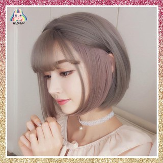 MORA วิกผม วิกผมสั้น วิกผมหน้าม้า ผมปลอม Wig วิกผมเกาหลี สี Light Ash 30 CM