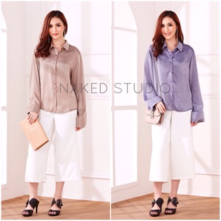 • Satin Button Up Blouse