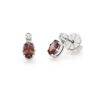 Jewellista ต่างหู Gia เงินแท้ประดับพลอย Brown Cubic Zirconia