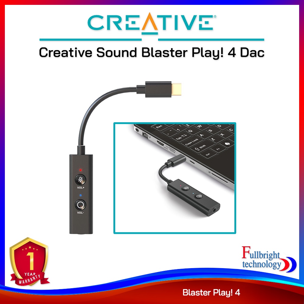 Creative Sound Blaster Play! 4 Dac การ์ดเสียงขนาดเล็กพกพา ใช้งานง่าย ประกันศูนย์ 1 ปี