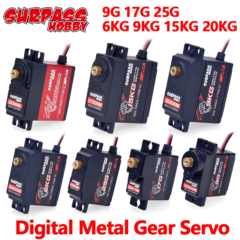 Surpass Hobby Digital Servo 9 G 17 G 25 G 6 กก . 9 กก . 15 กก . 20 กก . สําหรับ 1 / 8 1 / 10 Rc รถยนต์เรือเครื่องบินหุ่นยนต์บังคับวิทยุ