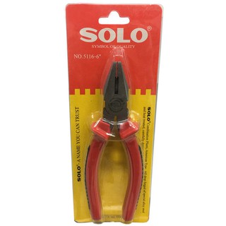 pliers 6" SOLO NO.5116 LINESMAN PLIER Hand tools Hardware hand tools คีม คีมปากจระเข้ SOLO NO.5116 6 นิ้ว สีแดง-ดำ เครื่