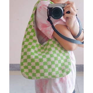 Checkered bag crochet กระเป๋าเชือกถักลายตาราง